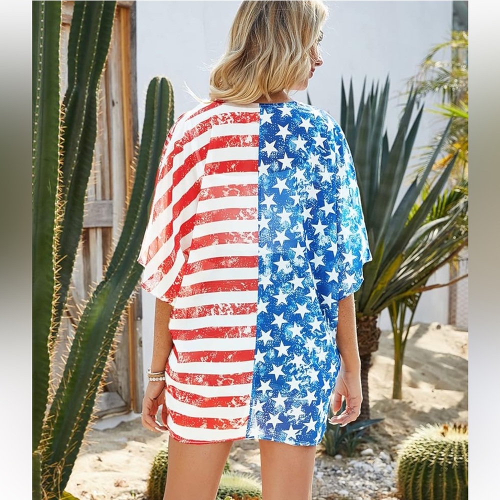 American Flag Print Kimono